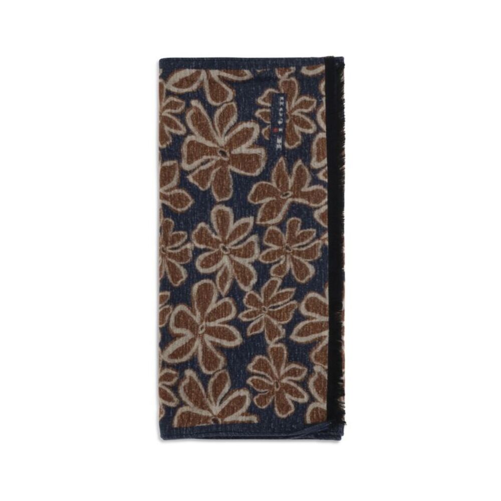 Kiton Men Floral Print Scarf With Fringes